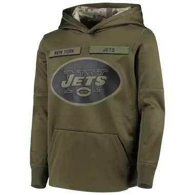 men's new york jets nike olive salute to service sideline therma performance pullover hoodie